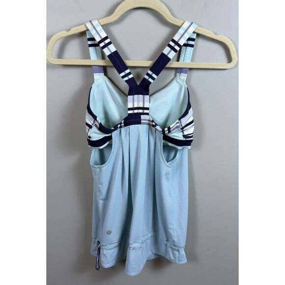 Lululemon Rest Less TankHeathered Aquamarine / Groovy Stripe Cadet Blue W1D64S - Picture 7 of 11